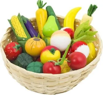 Dětská kuchyňka Goki Dětský krámek – ovoce a zelenina v košíku, 23 ks