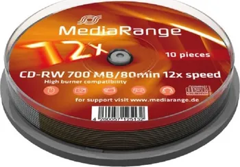 Optické médium MediaRange CD-RW 700MB 12x 10-cake