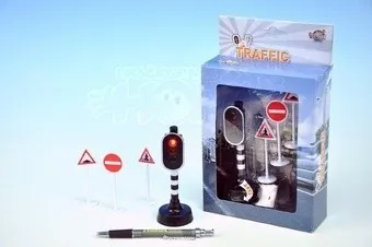 Příslušenství k autodráze Semafor KIDS GLOBE TRAFFIC + 3 dopravní značky 