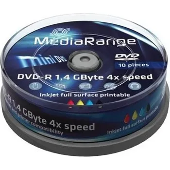 Optické médium MediaRange DVD-R 8cm inkjet fullsurface printable 10ks
