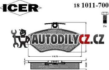 Brzdová destička Brzdové destičky, sada E ICER (IC 181011-700)