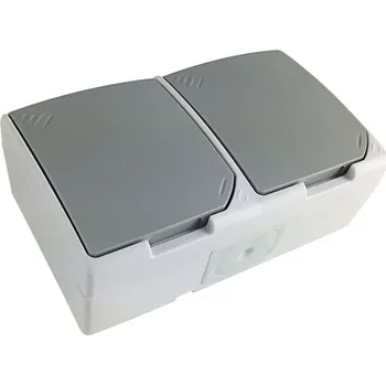 Solight dvojzásuvka do vlhka IP54, šedá