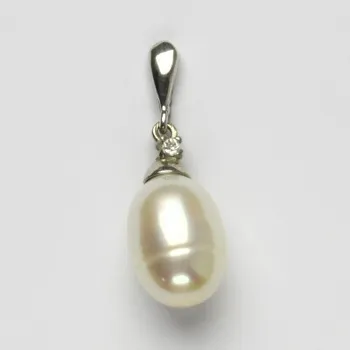 přívěsek Stříbrný přívěšek s přírodní perlou, přívěsek ze stříbra, bílá přírodní perla P 1482/22