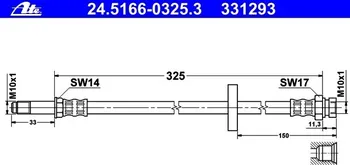 Brzdová hadice P/L přední brzdová hadice ATE (AT 331293)