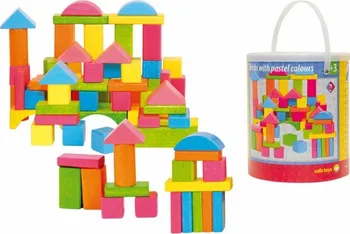 Dřevěná hračka Woody Stavebnice kostky barevné pastelové