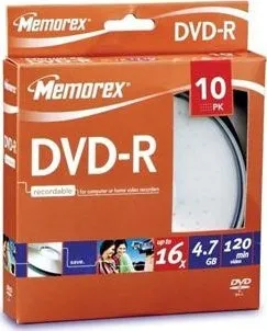Optické médium Memorex DVD-R 4,7 GB 16x 10