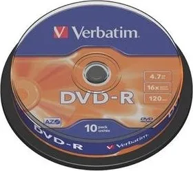 Optické médium Verbatim DVD-R 4,7GB 16x 10 cake