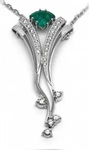Přívěsek Šperkový diamantový náhrdelník se zeleným smaragdem 585/7,64gr J-22257-13 J-22257-13