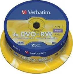 Optické médium Verbatim DVD+RW 4.7GB Plus 4x spindl 25ks