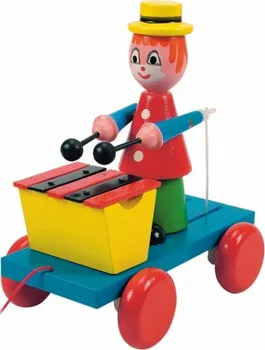 Dřevěná hračka Woody Tahací klaun s xylofonem