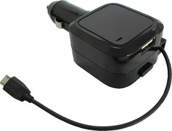 Adaptér k notebooku USB nabíjecí autoadaptér, integrovaný kabel micro USB + 1x USB A 3500mA, DC 12-24V, černý