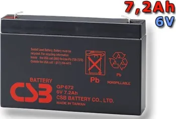 Záložní baterie Baterie CSB GP672 F2, 7,2Ah, 6V