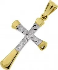 Přívěsek Přívěšek žluté zlato v kombinaci s matnou bílou povrchovou úpravou zlatý křížek 1420228-6-0-0