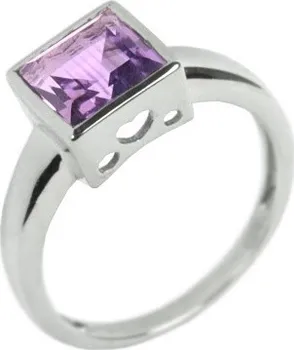prsten Stříbrný prsten s přírodním Ametystem čtverec RSG38051