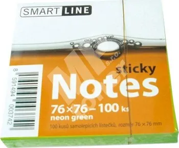 Samolepící bloček Samolepící bloček Sticky Notes, 76x76, 100 listů, neon, zelená, SmartLine