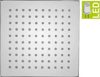 Sprchová hlavice LED hlavová sprcha, čtverec 300x300mm, mosaz