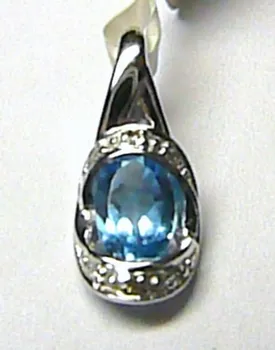 Přívěsek Luxusní diamantový přívěs s diamanty (6ks) a velkým modrým topazem (blue topaz) 