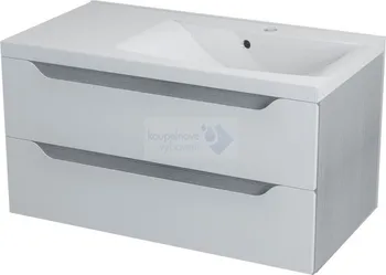 Koupelnový nábytek WA095P SAPHO WAVE II umyvadlová skříňka 90x45x48cm, pravá, bílá/dub stříbrný 