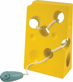 Dřevěná hračka Woody Provlékadlo - Sýr s myškou