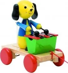 Dřevěná hračka Woody Tahací pes s xylofonem
