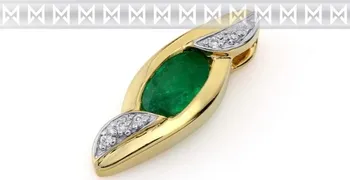 Přívěsek Přívěsk s diamantem, žluté zlato briliant, smaragd (emerald) s diamanty 3820687-5-0-96