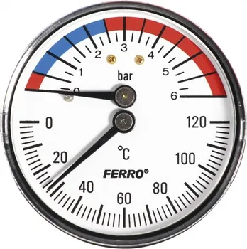 Příslušenství ke kotli NOVASERVIS Termomanometr 1/2" axiální 0-6 bar, 0-120°C TM63A