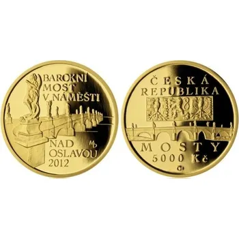 Česká mincovna Zlatá mince 5000 Kč 2012 Barokní most v Náměšti nad Oslavou proof