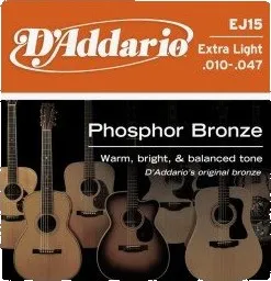 Struna pro kytaru a smyčcový nástroj Struny kovové pro akustickou kytaru D'Addario EJ15