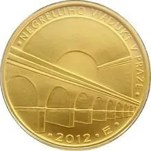 Zlatá mince 5000 Kč 2012 Negrelliho viadukt v Praze stand