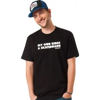 Triko Horsefeathers My God Rides A Skateboard černé Pánské tričko Triko Horsefeathers My God Rides A Skateboard černé