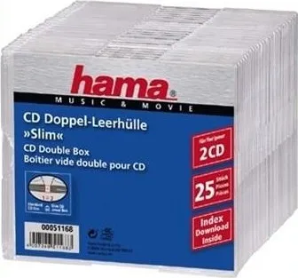 Hama CD Slim Double Box transparent pack of 25