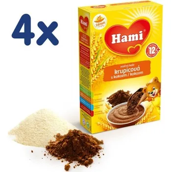Dětská kaše Nutricia Hami Mléčná kaše krupicová s kakaem 4 x 225 g