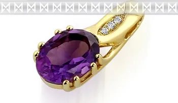 Přívěsek Zlatý diamantový přívěsek s fialovým ametystem a diamanty (3ks) 3820680-5-0-95 3820680-5-0-95