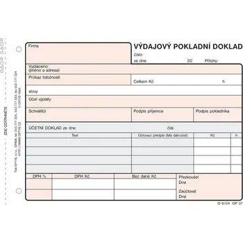 Výdajový pokladní doklad Optys - A6 /…