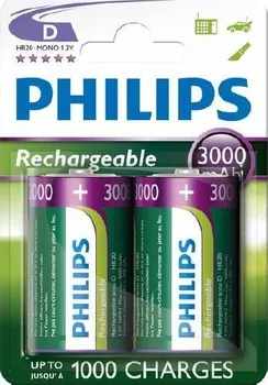 Článková baterie Nabíjecí baterie D 3000mAh R20B2A300/10 Philips 2ks blister
