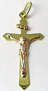 Přívěsek Velký zlatý křížek - přívěsek s Kristem INRI 585/0,77gr Z093 241470107