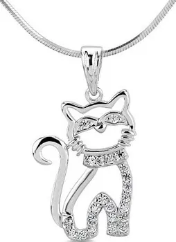 náhrdelník Silvego Stříbrný přívěsek kočka s micro zirkony SHZP1103