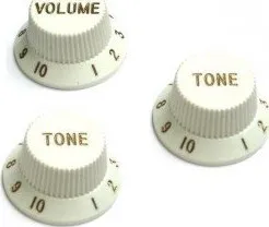 Kryt potenciometru Fender Knobs Set, Volume+2x Tone, Strat, White