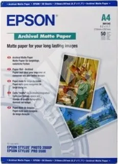 Fotopapír Epson Archival Matte Paper, papír, matný, bílý, Stylus Photo C70, 80,750, 2100, A4, 210x
