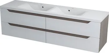 Koupelnový nábytek WAVE dvojumyvadlová skříňka 180x50x48cm, bílá/maliwenge