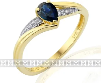 Prsten Luxusní diamantový zásnubní prsten s modrým safírem 1ks 0,62ct 3811949-5-54-92