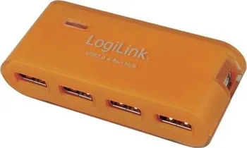 USB hub USB 2.0 hub s adaptérem LogiLink, 4-portový, oranžový