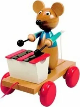 dřevěná hračka Woody Tahací myš s xylofonem