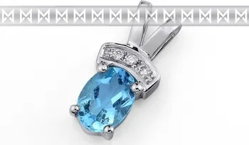 Přívěsek Luxusní přívěsek z bílého zlata s velkým modrým topazem (blue topaz) a diamanty 3870196-0-0-93