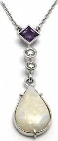 Náhrdelník Zlatý diamantový náhrdelník s opálem,ametystem a diamanty 585/3,12gr J-17325-12 J-17325-12
