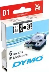 Pásek do tiskárny Dymo originální páska do tiskárny štítků, Dymo, 43613, S0720780, černý tisk/bílý podklad, 7m, 6mm, D1