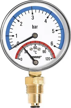 Příslušenství ke kotli NOVASERVIS Termomanometr 80mm 1/2" radiální 0-6 bar, 0-120°C TM80R