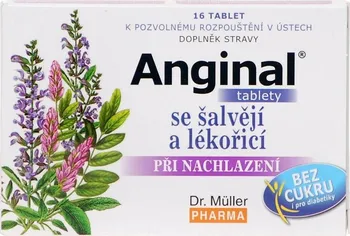 Přírodní produkt Dr. Müller Anginal tablety se šalvějí + lékořicí 16 tbl.