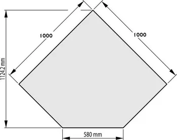 HAAS+SOHN Sklo pod kamna 1000/1000/580-45° mm, formát B 1115510200000