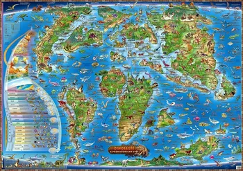 Plakát Nakladatelství Slovart Dinosauři a prehistorický svět: Mapa pro děti 97 x 137 cm